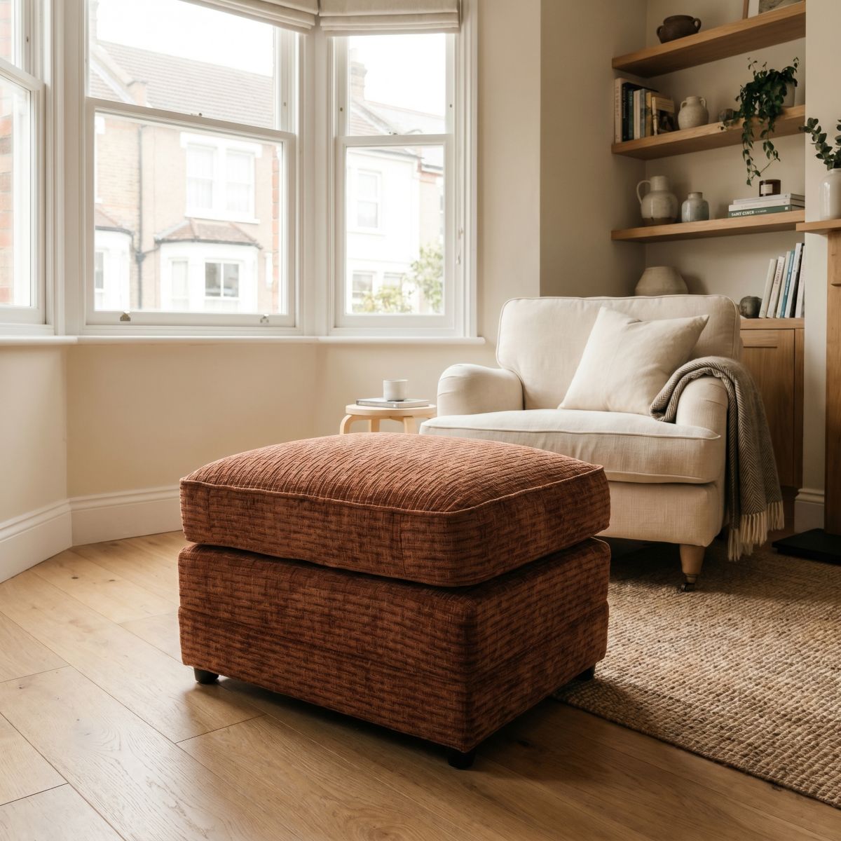 Alexis Fabric Sofa Range Footstool - Wide choice of luxury fabrics & colours