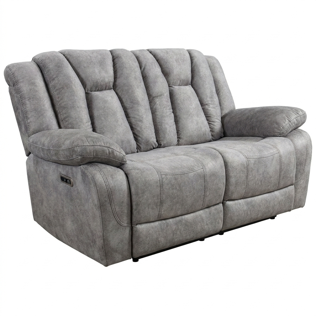Halle Power Recliner 2 Seater Fabric Sofa in colour Light Grey