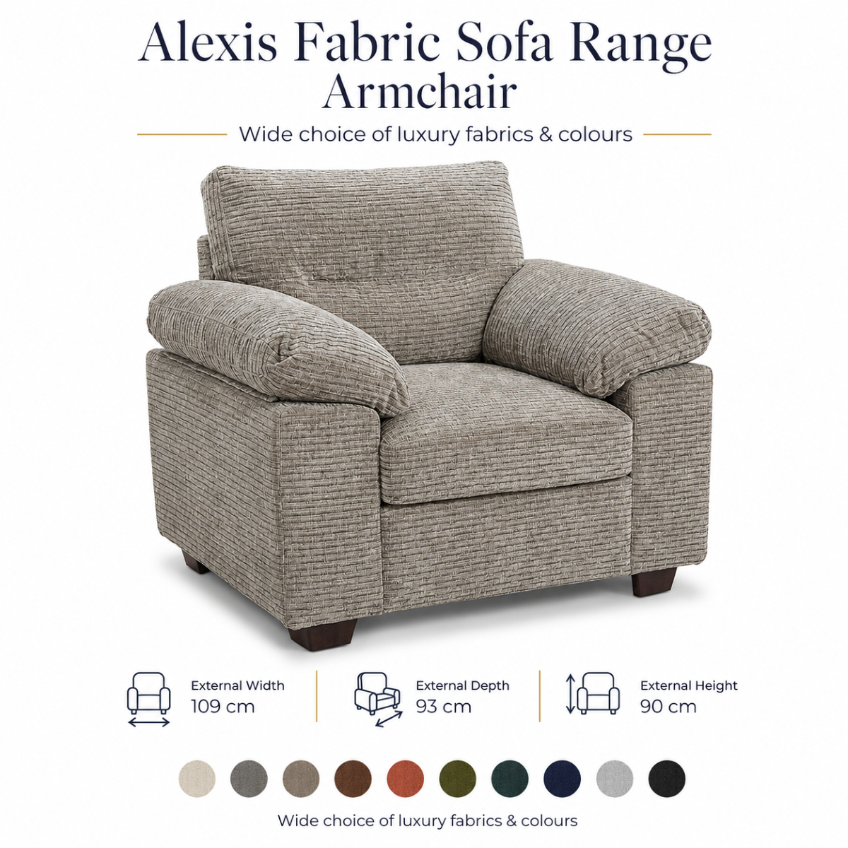 Alexis Fabric Armchair Luxury Upholstered Accent Chair for Modern UK