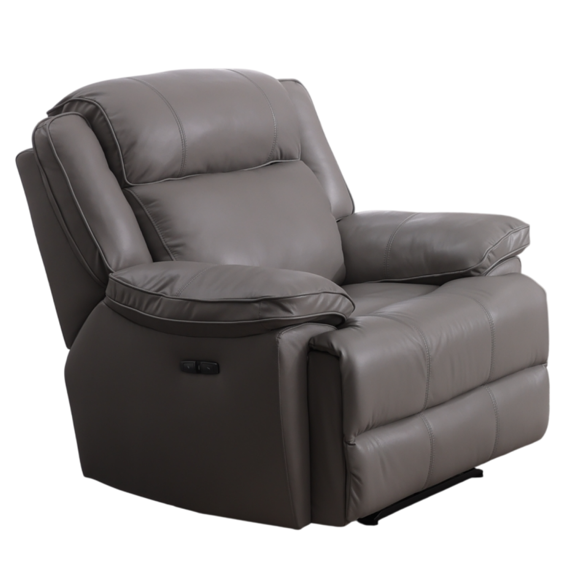 Georgia Leather Manual Recliner Armchair Sofa Grey Upholstery