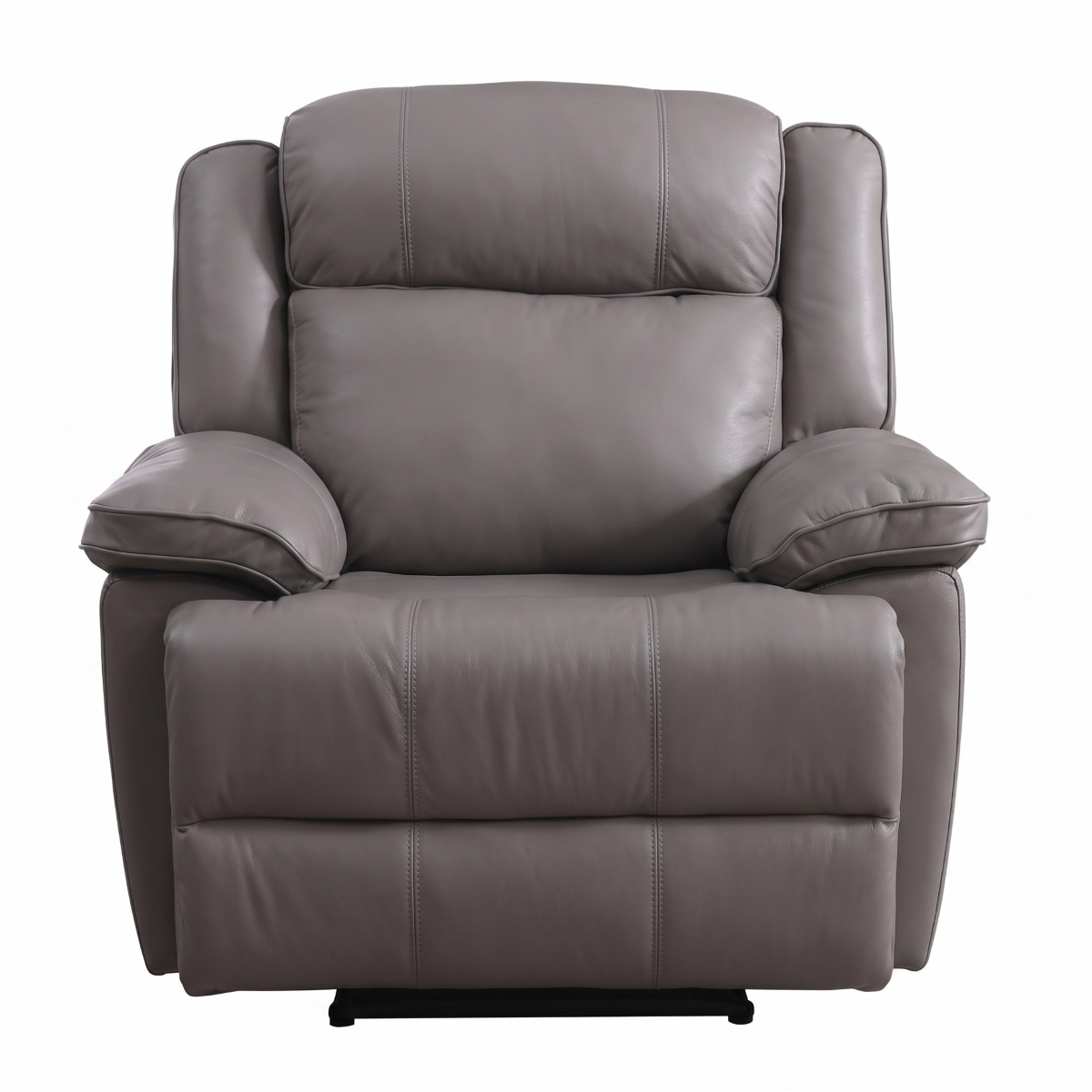 Georgia Leather Manual Recliner Armchair Sofa Grey Upholstery