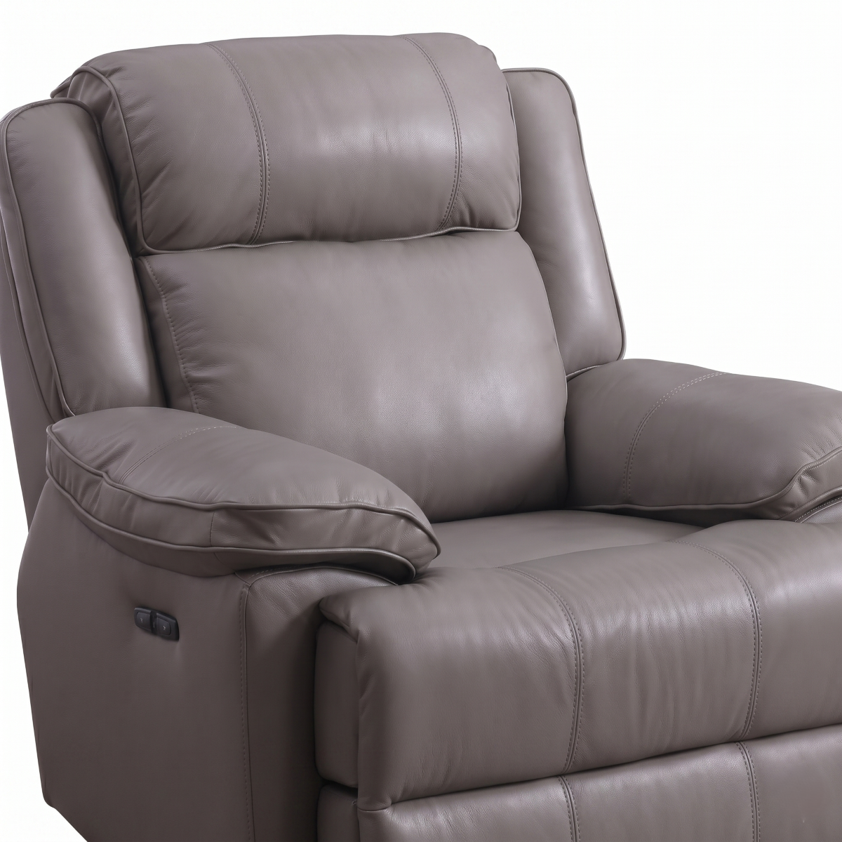 Georgia Leather Manual Recliner Armchair Sofa Grey Upholstery