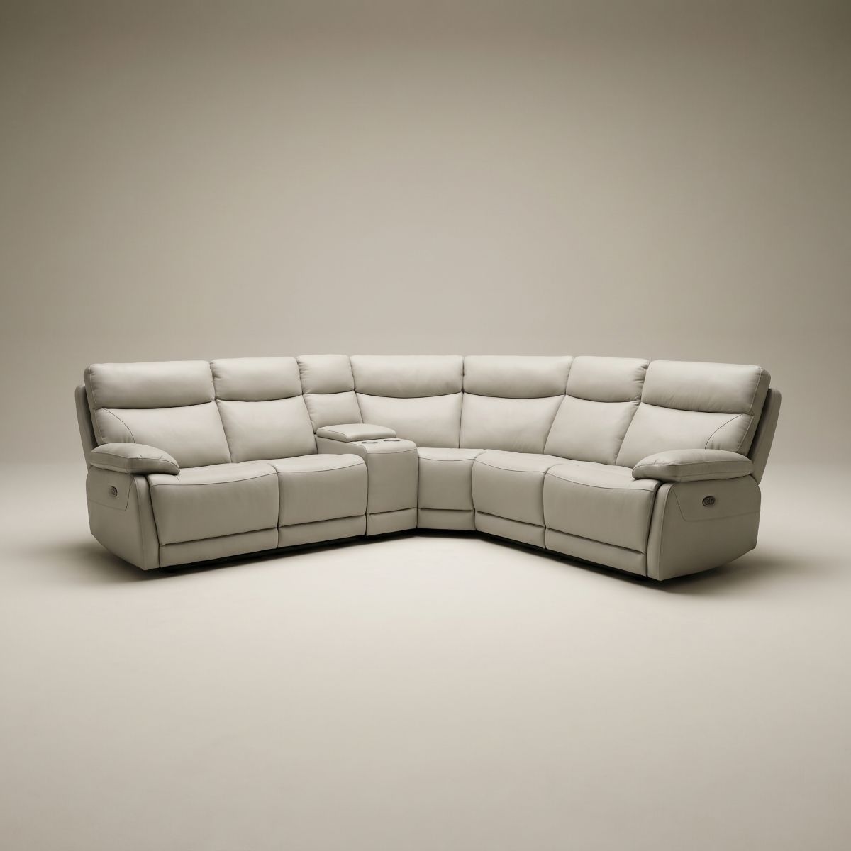 Houston Modular Corner Power Recliner Ivory Leather Sofa 