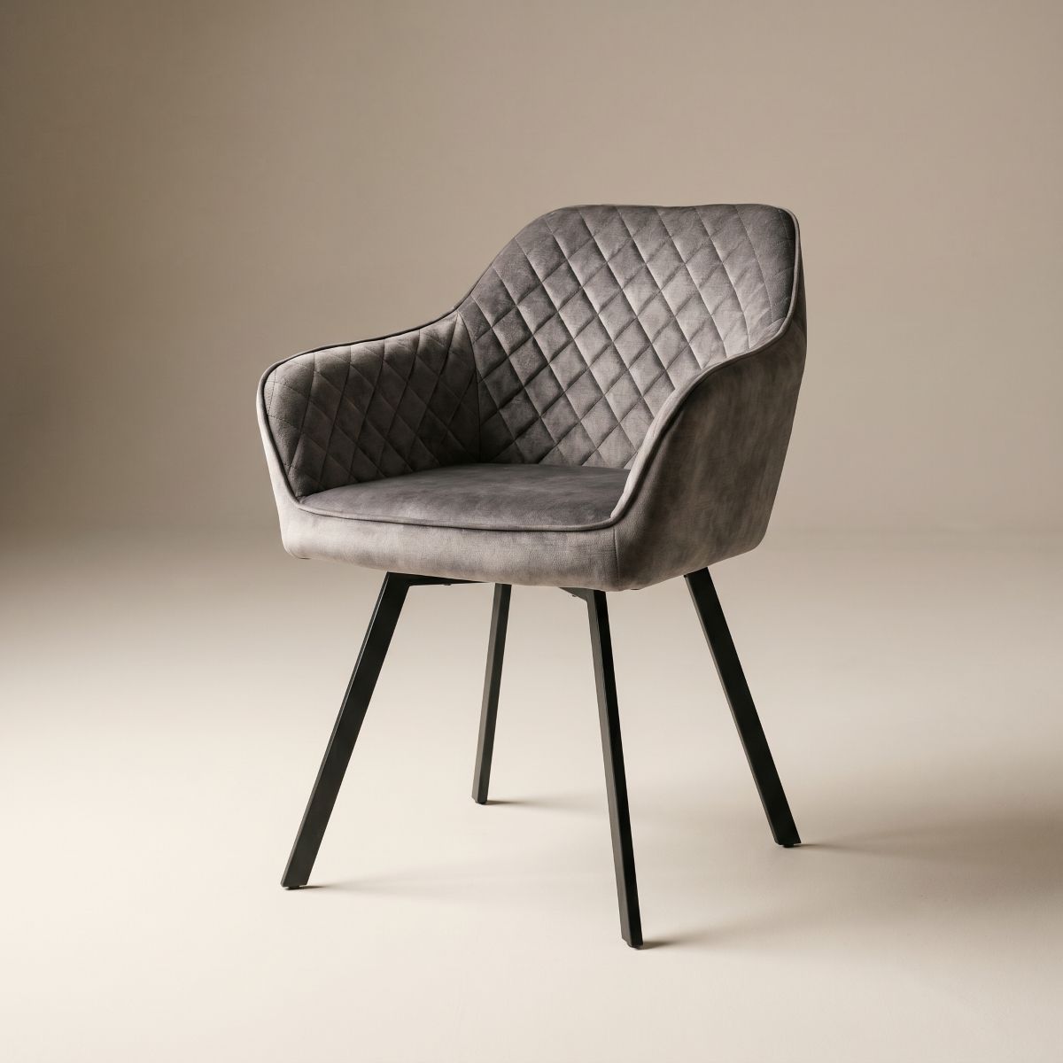 Darla Wood 1.8 Table & 6 Arina Swivel Chairs Grey