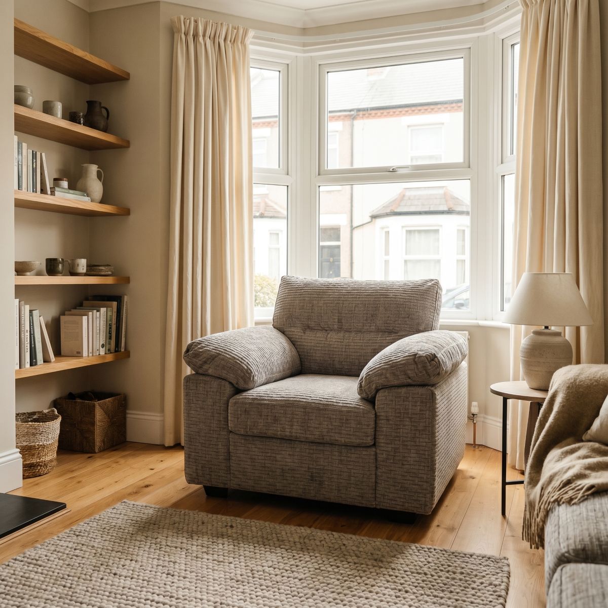 Alexis Fabric Armchair Luxury Upholstered Accent Chair for Modern UK