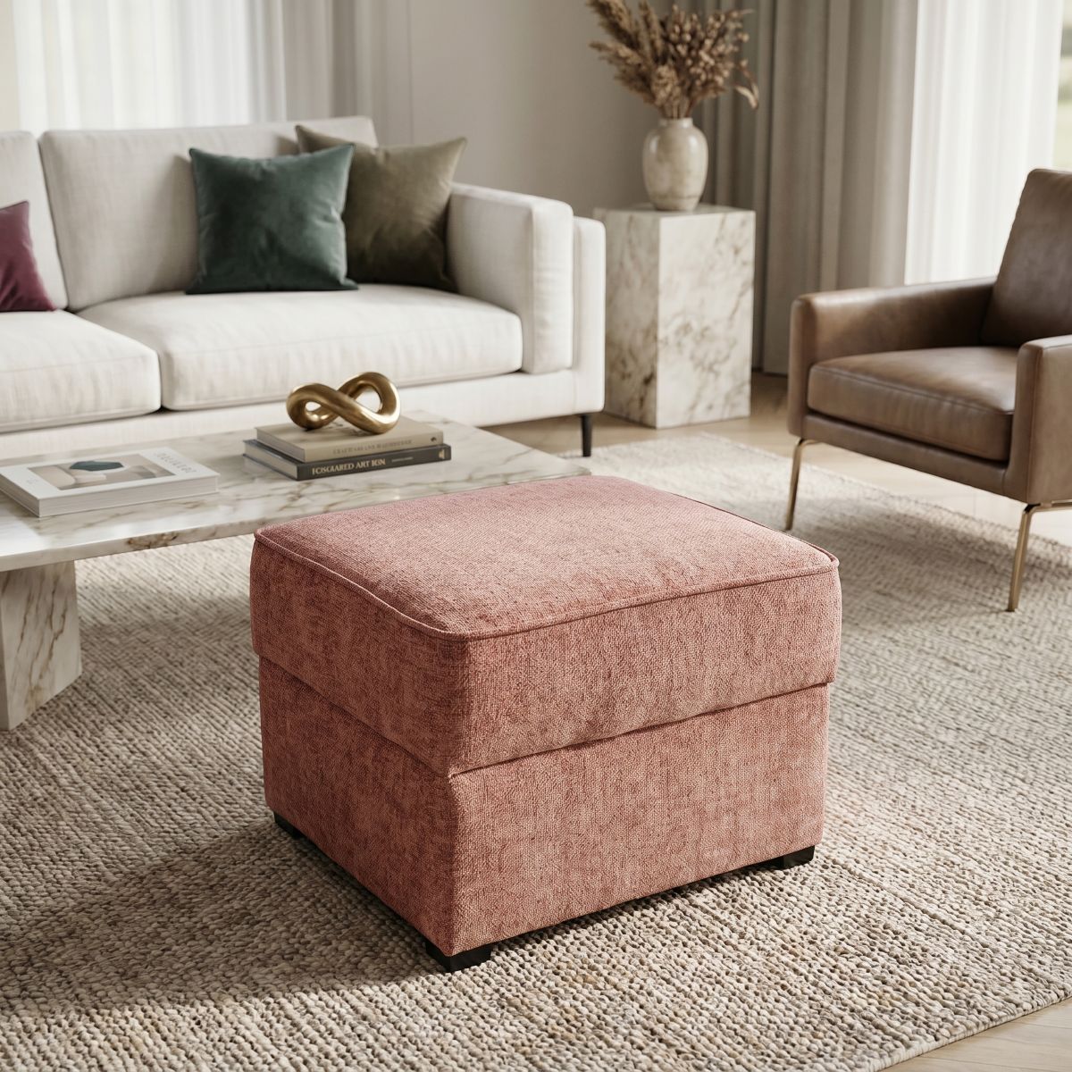 Buckingham Fabric Footstool Wide Choice Colours & Fabrics